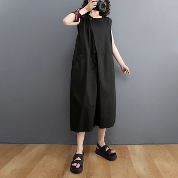 -O bucată fără mâneci Vară Haine Femei Sari Costum Liber Casual Coreea Moda Culoare Solidă Doamnelor Romper Simplu Nou Salopete 3