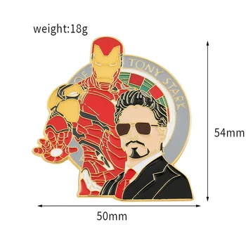 Drăguț Marvel Pin pentru Rucsac The Avengers Iron Man, Tony Stark Desene animate Figura Email Pin Luminos Insigna Butonul legende Bijuterii