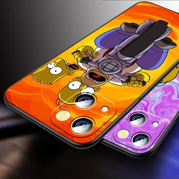 Anime Simpsons Drăguț Telefon Caz Pentru Apple iPhone 14 13 12 11 SE XS XR X 7 8 6 mini Plus Pro MAX Moale Funda Capac Negru