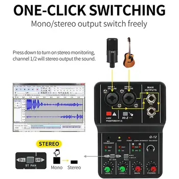 Q12 Interfata Audio placa de Sunet Usb Drive-free Portabil Mini 2-way Mixer De Studio Cântând Calculator Chitara Electrica Înregistrare
