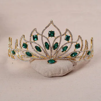 Baroc, Vintage De Culoare De Aur De Mireasa Tiara Crystal Red Mireasa Diademă Verde Stras Crown Femei Nunta Accesorii De Par Benzi 5