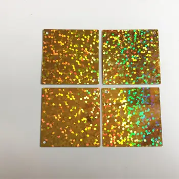 100buc 30*30 mm cu Laser de Aur Pătrat Plat Paiete Pentru Meserii Accesorii de Cusut Cu 2 Găuri Laterale Holograma Confetti Paiete