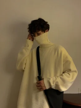 Privathinker De Iarnă Bărbați Guler Bottom Pulover Culoare Solidă Vrac Coreean Cald Îmbrăcăminte De Moda De Sex Masculin Tricotate Pulover Casual