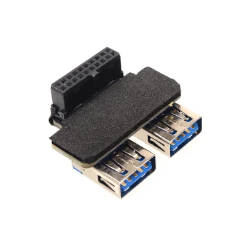De mare Viteză 20Pin La Dual USB3.0 Adaptor Convertor Desktop, Placa de baza 20 Pini Antet Pentru 2 Porturi USB 3.0 Conector Card Reader 0