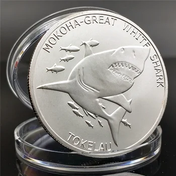 La fața locului Moneda de Animale Rechin Monedă Comemorativă Medalie Comemorativă de Argint Regina marii britanii este Șeful Meserii de Colecție