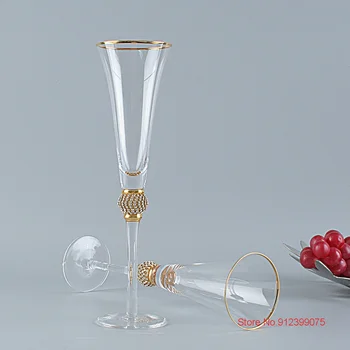 2 Buc Nunta de Diamant Fluiere Cupă de Șampanie de Sticlă Ceașcă de Lux Curtea Dedicat Vin Spumant Degustare Cupa SHERRY Sampanie Flute