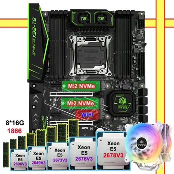 HUANANZHI placa de baza DIY combo X99-T8 placa de baza cu CPU Xeon E5 2678 V3 2696 V3 etc. bun cooler RAM 128G(8*16G) 1866 RECC 0