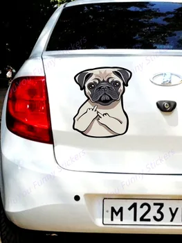 FUYOOHI Amuzant Autocolante de Exterior Accesorii Desene animate Nepoliticos Pug Câine Glumă Vinil Animale Auto Autocolant Decal pentru Laptop Depozitare Grafic