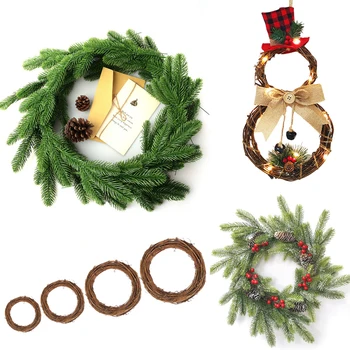 10-35CM Crăciun Rattan Coroană de Pin Naturale Ramuri de fructe de Padure si conuri de Pin pentru DIY Coroană de Crăciun pentru Casa si gradina Ușă Decor