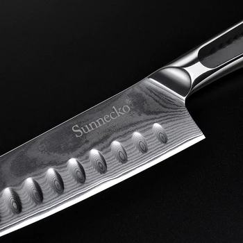 Sunnecko 7 inch, Cutit Santoku Japoneză VG10 Damasc Lamă de Oțel Ascuțită Chef Taie G10 se Ocupe de Cutite de Bucatarie