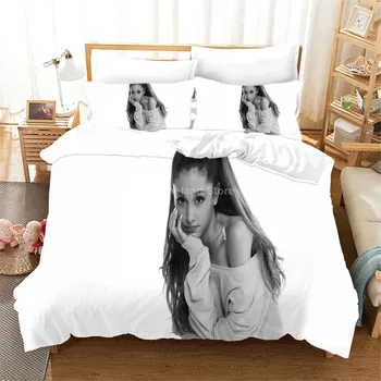 Ariana Grande Super Star Beauty Imprimare 3D Roz Set de lenjerie de Pat Pat Dormitor Carpetă Acopere Seturi de Lenjerie de pat Queen Regele Singură Dimensiune Cadou