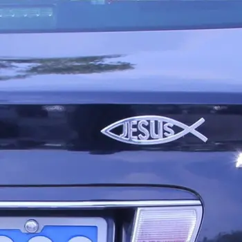 Populare Amuzant 3D Decorare Autocolant Auto Fereastră Decal Vinil Isus Pește Simbol Logo-ul