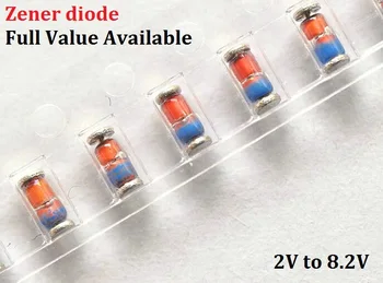 200PC 0,5 W ZMM2V0/3.6 V/3.9 V/4.3 V/4,7 V/5.1 V/2.2 V/2.4 V/2.7 V/3V/5.6 V/6.2 V/6.8 V/7.5 V/8,2 V dioda Zener 2V2/2V4/2V7/3V3/3V6 LL34 1/2W