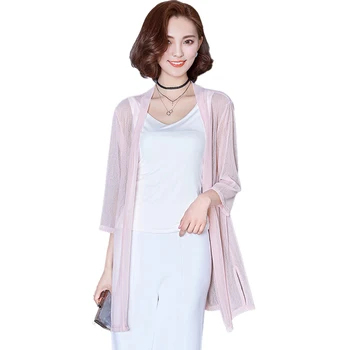 2021 Femei, Kimono De Vară Cardigan Plasă Transparentă Soare Bluza Șifon Vrac Scurte Plus Dimensiune Bluza Solid Plaja De Acoperire Up Uza