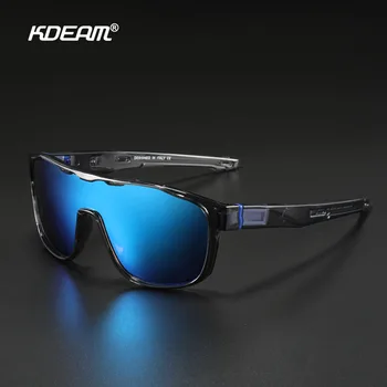 Moda Polarizat ochelari de Soare pentru Barbati Oglindă KDEAM-O singură Bucată UV400 Sport Nuante Windproof de Conducere Ochelari de Soare, Cu acces Gratuit la Cutie 0