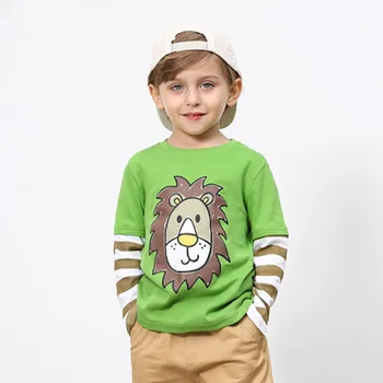 2022 Primavara Toamna Pentru 2-8 9 10 Ani Copii Din Bumbac Cu Dungi De Culoare Mozaic De Desene Animate De Animale Pentru Copii Baieti Cu Maneca Lunga T-Shirt