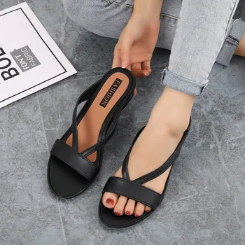 2022 NOU Low-Toc Gros Sandale cu Talpă de sex Feminin Pană în aer liber Sandale Casual, Papuci de Femei Încălțăminte de Vară de Moda Pantofi de Plaja 0