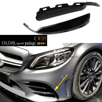 Bara fata Ceață de Lumină Splitter Canard Aer Capac Ornamental pentru Mercedes-Benz C-Class W205 C43 AMG 2019+ Negru Lucios