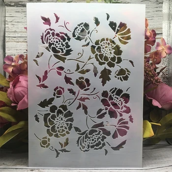 A4 29cm Flori de Ramură DIY Stratificare Sabloane Pictura pe Perete Album de Colorat Relief Album Decorative Șablon