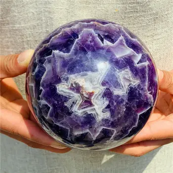 Mare Natural De Vis Violet Cristal Minge De Cristal Natural Vindecare Chakra Sfera