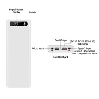 Normal Versiunea 10*18650 de Putere Banca Caz Dual USB Încărca Telefonul Mobil, QC 3.0 PD DIY Shell 18650 baterie Suport de Încărcare Cutie