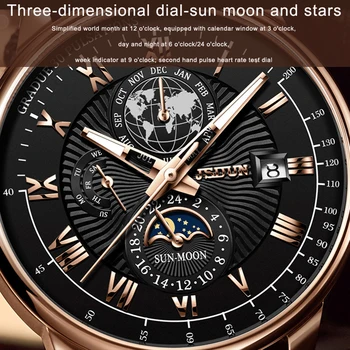 JSDUN Ceas Pentru Barbati de Lux Brand de Top Mecanice, Ceasuri de mana Sport Impermeabil Ceasuri Barbati Faza Lunii Om de Afaceri de Ceas