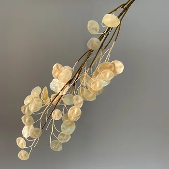 106cm argint fan leaf long branch perle de culoare de fundal material simulare frunze de flori de plastic de interior decor de nunta