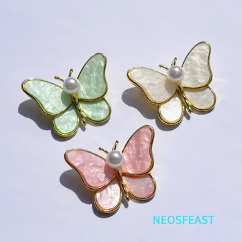 Fluture Elegant Rășină Broșe pentru Femei de Culoare Multi Delicata Perla Pin Fete Haina Îmbrăcăminte Accesorii Moda Bijuterii 0