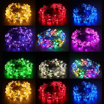 Petrecere Stralucitoare Floare Frizură Ghirlanda Luminoasă cu LED-uri Cu Lumina Banda de Păr Banda de Fete Petrecere de Aniversare de Nunta Coroana de Flori la Cap