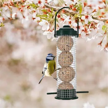 Verde În Aer Liber Agățat Alimentator De Pasăre Din Plastic De Păsări Sălbatice De Arahide Semințe De Nuci Alimentator Cuier Pasăre Capacitatea Alimentatorului Tacamuri 4
