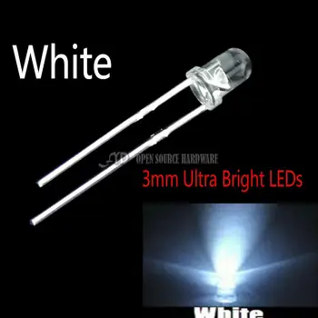 100buc NOI 3mm Rundă Super-Luminos LED Alb de lumină cu Diode