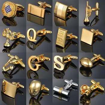 De lux de Culoare de Aur Butoni pentru Domn Războinic/Litere/Trompetă/Rugby/Pietre/Nod Barbati-butoni Bijuterii Bărbați coliere Cadouri