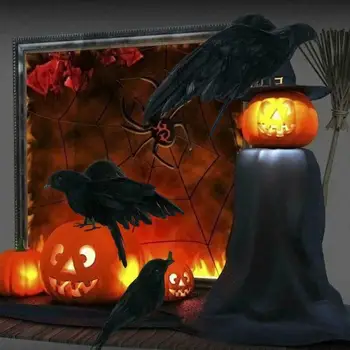 Artificiale Ciori Realiste Pasăre Neagră Cu Pene De Corb Halloween Ornament Haunted House Decor Handmade Model Cosplay Elemente De Recuzită 0