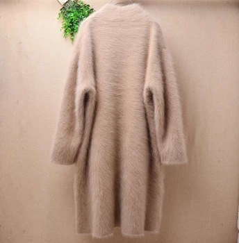 Doamnelor moda pentru femei păros de pluș nurca cașmir tricotaje, pulover lung cardigane manta iepure angora blana jacheta de iarna haina pull 0