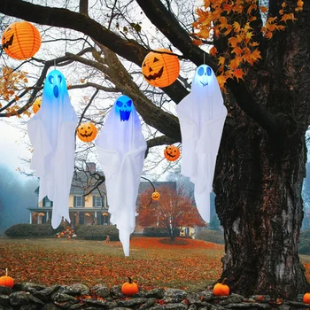 3pcs Fantoma de Halloween Agățat Decoratiuni de Halloween Agățat Lumina Alb Fantome care Zboară 27.5 inch Copac Geam Ornament de Perete Înfricoșător