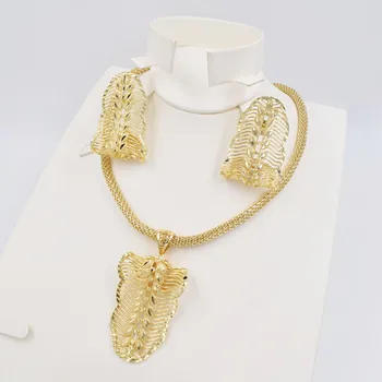 De înaltă Calitate Dubai Aur de culoare Set de Bijuterii Pentru Femei africane mărgele moda bijuterii set colier cercei bijuterii