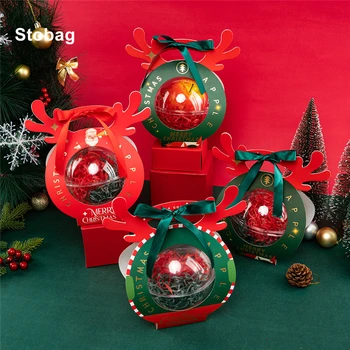 StoBag 4buc/1Lot Rosu/Verde Căsătorească cu Ajunul Crăciunului Cutie de Mere Bomboane Ambalaje pentru Cadouri de Moș Crăciun Copiilor de Vacanță Fericit An Favoruri de Partid
