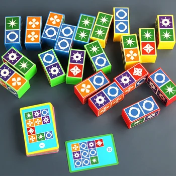 Joc Puzzle Copii Jucărie Meci Devreme Jocuri De Creier, Puzzle-Uri Bloc De Formare Din Lemn De Potrivire Jucării De Învățare Cadou Copii Cuburi De Constructii