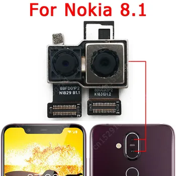 Original, Camera Din Spate Pentru Nokia 8.1 X7 Vedere Din Spate Principal Mare Și Spate Aparat De Fotografiat Module Cablu Flex Înlocuire Piese De Schimb