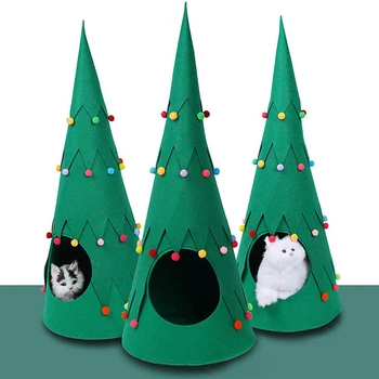 Animal De Casă Pisică Câine De Casa Pom De Crăciun Forma Cat Cuib Cald De Dormit Pat De Companie Cort Pentru Decor Acasă 3