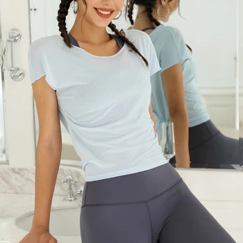 Vara Femei Subțire Vrac Yoga Tricouri Funcționare Fitness Sport Topuri Uscat Rapid Cu Maneci Scurte T-Shirt Incarcatori Sală De Gimnastică Antrenament Tricou Pulover