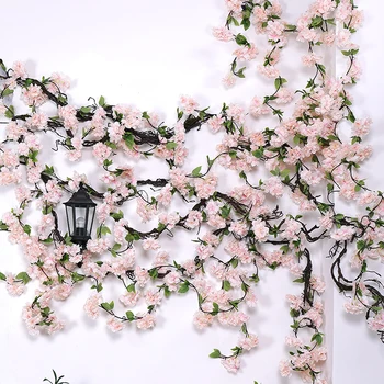 170cm Artificiale Cherry Blossom Ramuri de Mătase Perete Vertical Viță de vie de Flori Romantice pentru Sala de Nunta Decor Rattan Agățat Garland 4