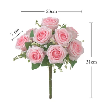 Trandafiri albi Flori Artificiale pentru Nunta Acasă Decor de Toamnă de Înaltă Calitate de Mătase Crescut de Nunta Buchet de Flori False