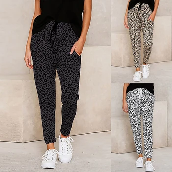 Harajuku Joggeri Leopard Print Casual Pantaloni Largi Picior Pantaloni De Trening Femei Pantaloni Plus Dimensiune Pantaloni Talie Mare Streetwear