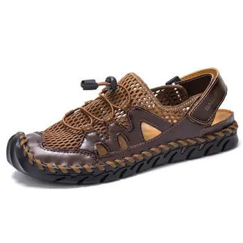 2021 Vara Baotou Sandale Barbati cusute de Mână Casual cu fund Plat pentru Bărbați Papuci Exterior Respirabil de Mari Dimensiuni 48 De Pantofi pentru Bărbați