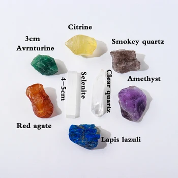 8pcs /set Cristal de Selenit Bagheta Șapte chakre Terapie Piatră Naturală cristal mineral stone pentru decor de Colectare