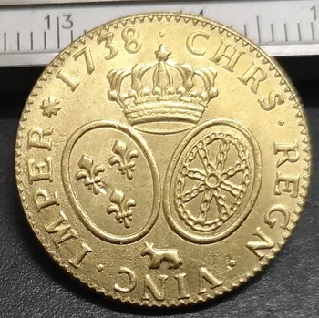 1738 Franța 1 Louis d ' Or-Ludovic al XV-lea Copia Placat cu Aur de monede