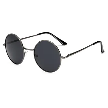 Clasic Retro Vintage Rotund Polarizat ochelari de Soare pentru Barbati Ochelari de Soare Femei, Cadru Metalic Negru lentile de Conducere Pescuit UV400 Ochelari