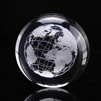 6cm Pământ 3D Model în Miniatură Gravate cu Laser glob de Cristal Glob de Sticlă Cristal Meșteșug Ornament Decor Acasă Sfera Cadou