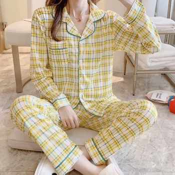 Femei Pijama Set Pijamale de Mătase în Carouri Acasă Poarte Lenjerie Sexy Pijamale Pijamale Plus Dimensiune lingere ale Costume cu Pantaloni costume pentru Femei